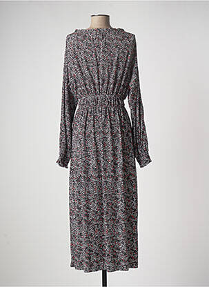 Robe mi-longue imprimé fleurs manches longues noir SALSA femme