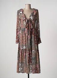 Robe mi-longue coupe fluide manches longues marron SALSA femme