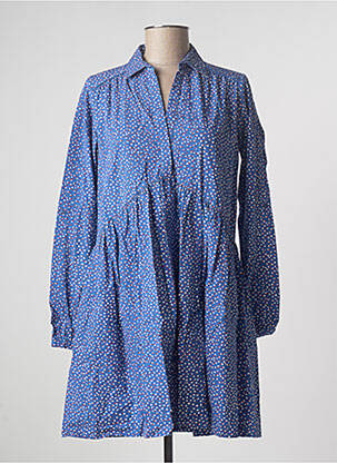Robe courte coupe évasée manches longues bleu SALSA femme