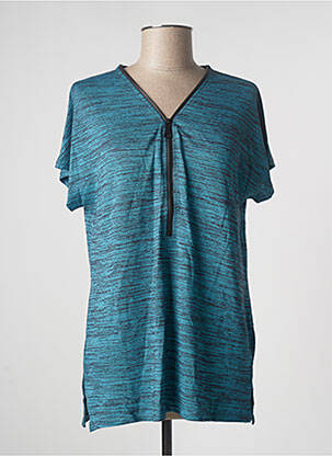 Tunique manches courtes col v bleu BLANCHEPORTE femme