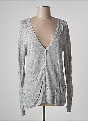 Gilet manches longues fermeture boutonnée sur le devant gris POLES femme