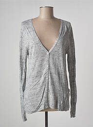 Gilet manches longues fermeture boutonnée sur le devant gris POLES femme