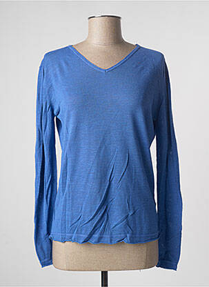 Pull tissage chiné manches longues bleu POLES femme