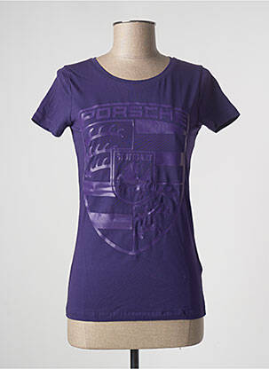 T-shirt sérigraphie floquée manches courtes violet PORSCHE femme