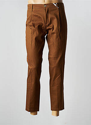 Pantalon 7/8 tissage chiné taille normale marron EXIBIT homme