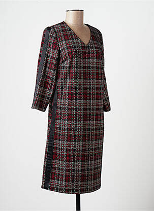 Robe mi-longue imprimé fantaisie manches longues noir DIANE LAURY femme