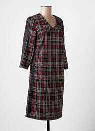 Robe mi-longue imprimé fantaisie manches longues noir DIANE LAURY femme