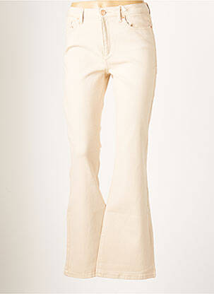 Jean coupe flare coupe droite évasée sur le bas taille haute beige TIFFOSI femme