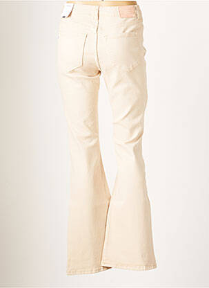 Jean coupe flare coupe droite évasée sur le bas taille haute beige TIFFOSI femme