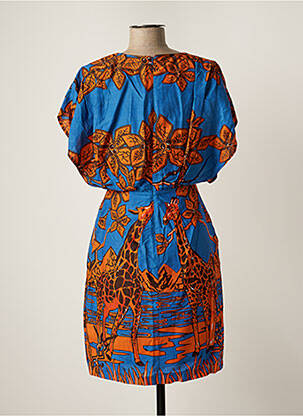 Robe mi-longue imprimé fleurs manches courtes bleu VICTORIO & LUCCHINO femme