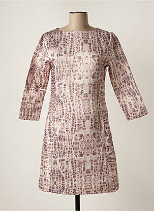 Robe courte manches 3/4 manches 3/4 beige VICTORIO & LUCCHINO femme