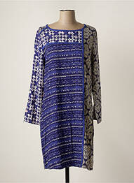 Robe mi-longue coupe fluide manches longues bleu LA FIANCEE DU MEKONG femme