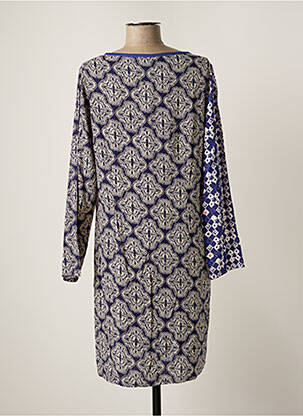 Robe mi-longue coupe fluide manches longues bleu LA FIANCEE DU MEKONG femme