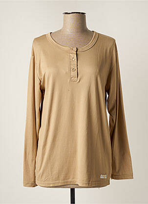 Top tissage jersey manches longues beige ETINCELLE femme