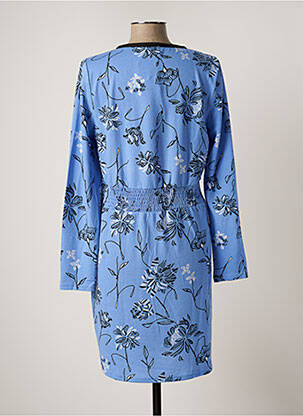 Robe mi-longue imprimé fleurs manches longues bleu LA FIANCEE DU MEKONG femme