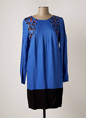 Robe mi-longue coupe fluide manches longues bleu TRUSSARDI JEANS femme