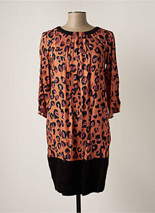Robe mi-longue manches 3/4 manches 3/4 orange TRUSSARDI JEANS femme