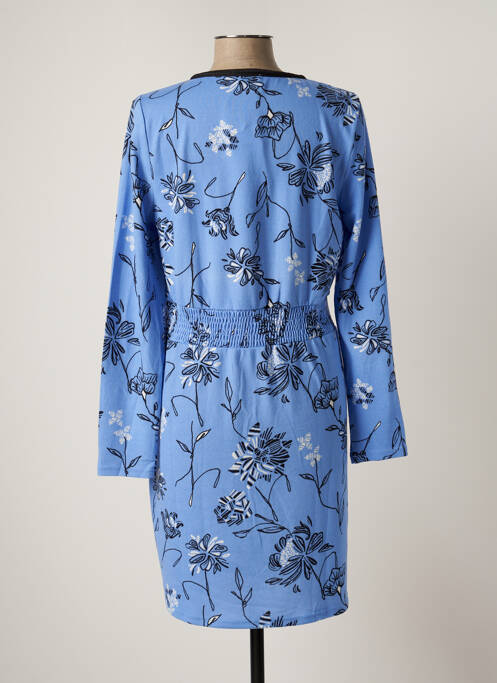 Robe mi-longue imprimé fleurs manches longues bleu LA FIANCEE DU MEKONG femme