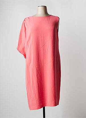 Robe mi-longue tissage crêpe manches courtes rose ELENA MIRO femme