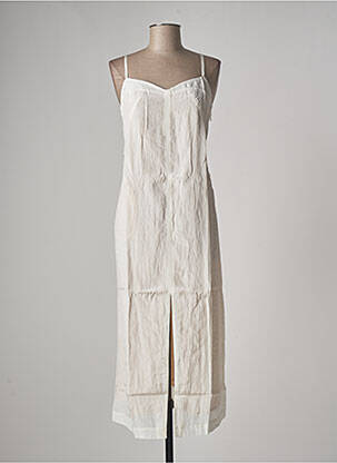 Robe longue coupe cintrée fines bretelles beige ETAM femme