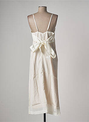 Robe longue coupe cintrée fines bretelles beige ETAM femme