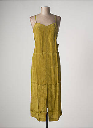 Robe longue coupe cintrée fines bretelles vert ETAM femme