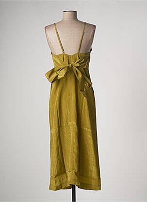 Robe longue coupe cintrée fines bretelles vert ETAM femme