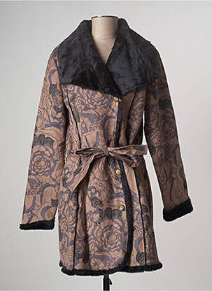 Manteau long finition intérieure fourrure synthétique sans capuche marron LA FIANCEE DU MEKONG femme