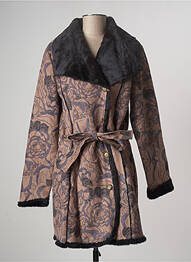 Manteau long finition intérieure fourrure synthétique sans capuche marron LA FIANCEE DU MEKONG femme