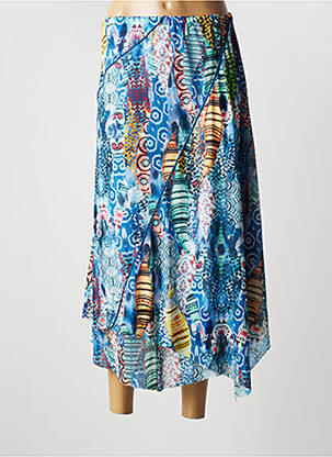 Jupe longue tissage crêpe bleu PAUSE CAFE femme