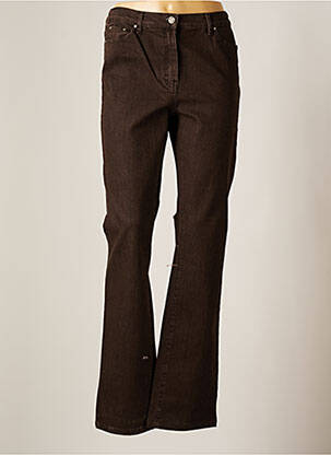 Pantalon large fermeture zippée sous rabat boutonné taille haute marron KARTING femme