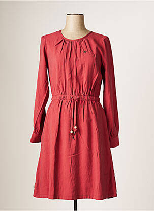 Robe mi-longue coupe évasée manches longues rouge RAGWEAR femme
