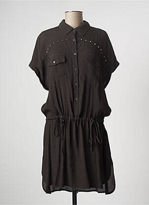 Robe mi-longue tissage crêpe manches courtes noir MASON'S femme
