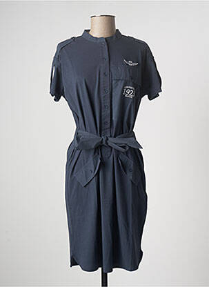 Robe mi-longue manches courtes manches courtes bleu AERONAUTICA femme