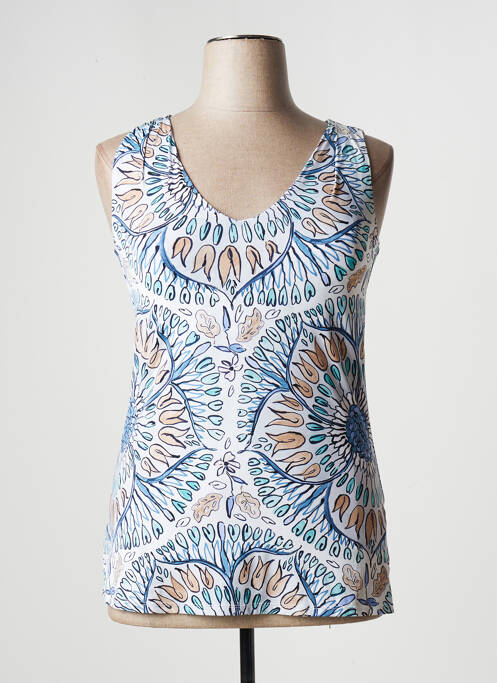 Top stretch sans manche bleu MALIPARMI femme