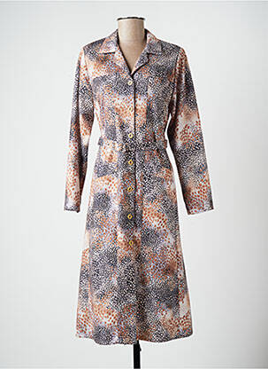 Robe mi-longue manches longues manches longues beige KELLY femme