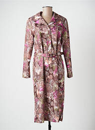 Robe mi-longue imprimé fleurs manches longues marron ANNE KELLY femme