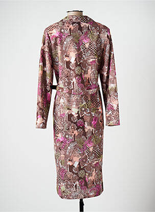 Robe mi-longue imprimé fleurs manches longues marron ANNE KELLY femme