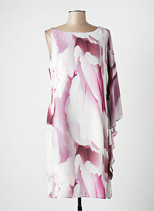 Robe mi-longue imprimé fleurs manches courtes violet FRANK LYMAN femme