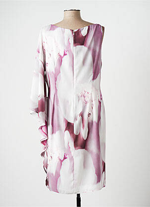 Robe mi-longue imprimé fleurs manches courtes violet FRANK LYMAN femme