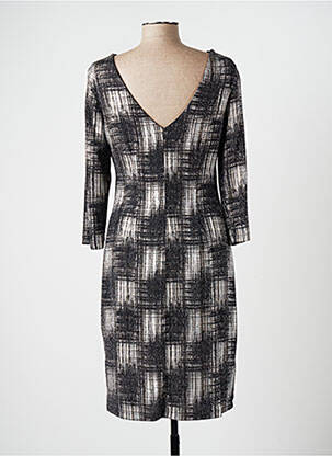 Robe mi-longue manches longues manches longues noir FRANK LYMAN femme