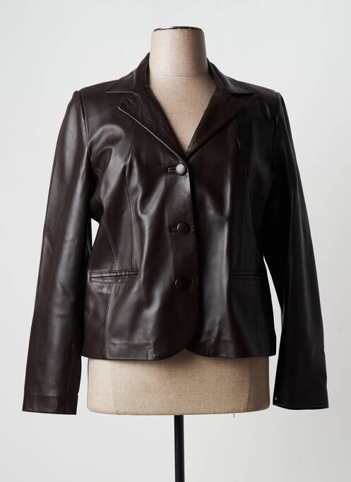 Veste en cuir marron PEAU D'ANE pour femme