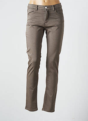 Pantalon slim tissage popeline taille normale marron FABER femme