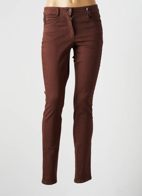 Pantalon slim tissage popeline taille normale marron BASLER femme