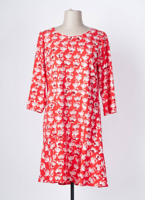 Robe courte imprimé fleurs manches 3/4 rouge FILLE A SUIVRE femme