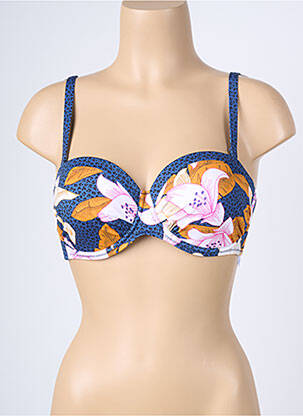 Haut de maillot de bain stretch haut soutien-gorge balconnet bleu ROSA FAIA femme