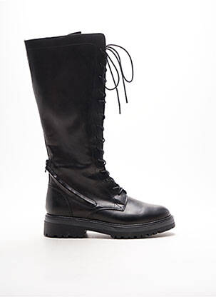 Bottes tissage satiné talon plat jusqu'à 3cm noir MYMA femme