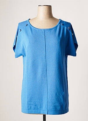 Pull coupe droite manches courtes bleu MARBLE femme