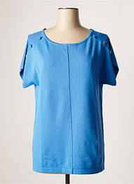 Pull stretch manches courtes bleu MARBLE femme