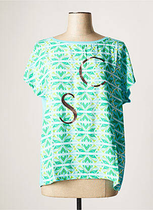 T-shirt sérigraphie avec strass manches courtes bleu BETTY BARCLAY femme